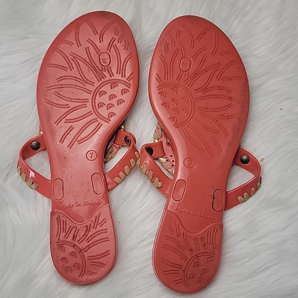 JACK ROGERS Georgica Jelly Salmon Medallion Thong Preppy Boho Thong‎ Sandals 7